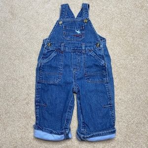 5/$25! Faded Glory classic blue Jean overalls size 3-6 months